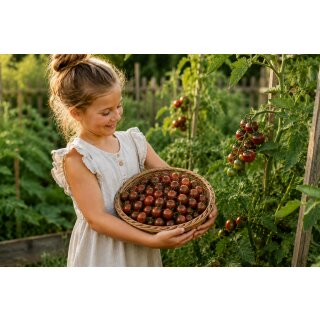 Tomate Black Cherry ~ Tomatenjungpflanze im Topf ~ Gourmet Cherrytomate