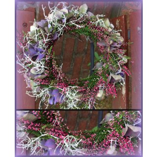 Heidekranz herbstlich  mit Hortensie und Stacheldraht ca 21-22cm