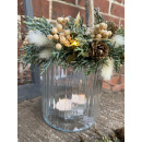 Windlicht ~ Bonbonglas groß - mit Winterkranz und Lichterkette