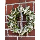 Frischer Olivenkranz 28 cm – Olive & weißes Schleierkraut • mediterraner Kranz • Hochzeit • Taufe • natürliche Tür- & Tischdeko