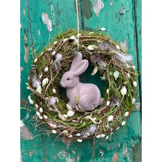 Türkranz Frühlingserwachen mit Hase ca 28cm ~ Mooskranz ~Naturdeko Kranz Frühling & Ostern ~ Frühlingsdeko