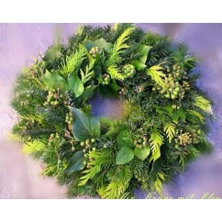 Türkranz/Adventskranz~Nordmanntanne &  Koniferen Mix mit Efeu ca 25cm ~ frisch handgebunden-dick& üppig