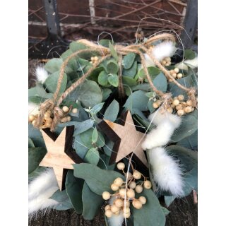 Edler Türkranz / Tischkranz ca. 25 cm ~ Weiß mit Eucalyptus- Herbst und Winter