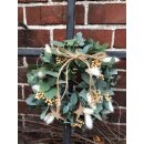 Edler Türkranz / Tischkranz ca. 25 cm ~ Weiß mit Eucalyptus- Herbst und Winter