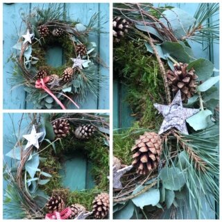 Nordischer Winterkranz aus Moos & Zapfen ~ natürliche Weihnachtsdeko mit Eukalyptus & Kiefer im Landhausstil
