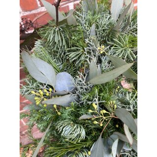 Edler Türkranz, Winterkranz Skandi aus Nobilis, Kiefer, Arizonica & Eukalyptus ~  Naturkranz ~ Frische Winterdeko