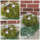 Winterliche frische Mooskugel ~ Weihnachtsdeko mit Perlen...