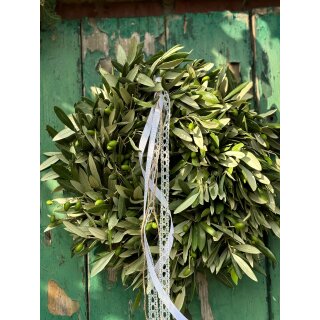 Echter Olivenkranz - frische Olive verzaubert - Tür- oder Tischkranz ca 35 cm  ~ mediterranes Flair