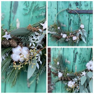 Natürlicher Boho Kranz mit Baumwolle ~ ca. 40 cm ~ Winterzauber