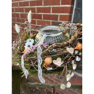 Mooskranz mit Windlicht   ~ zauberhafter Frühling für den Tisch ~ Naturdeko