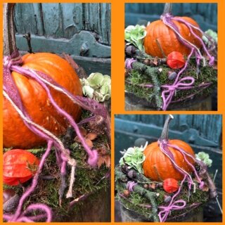 Natürlicher Kranz für den Herbst mit Lichterkette~ Herbstdeko